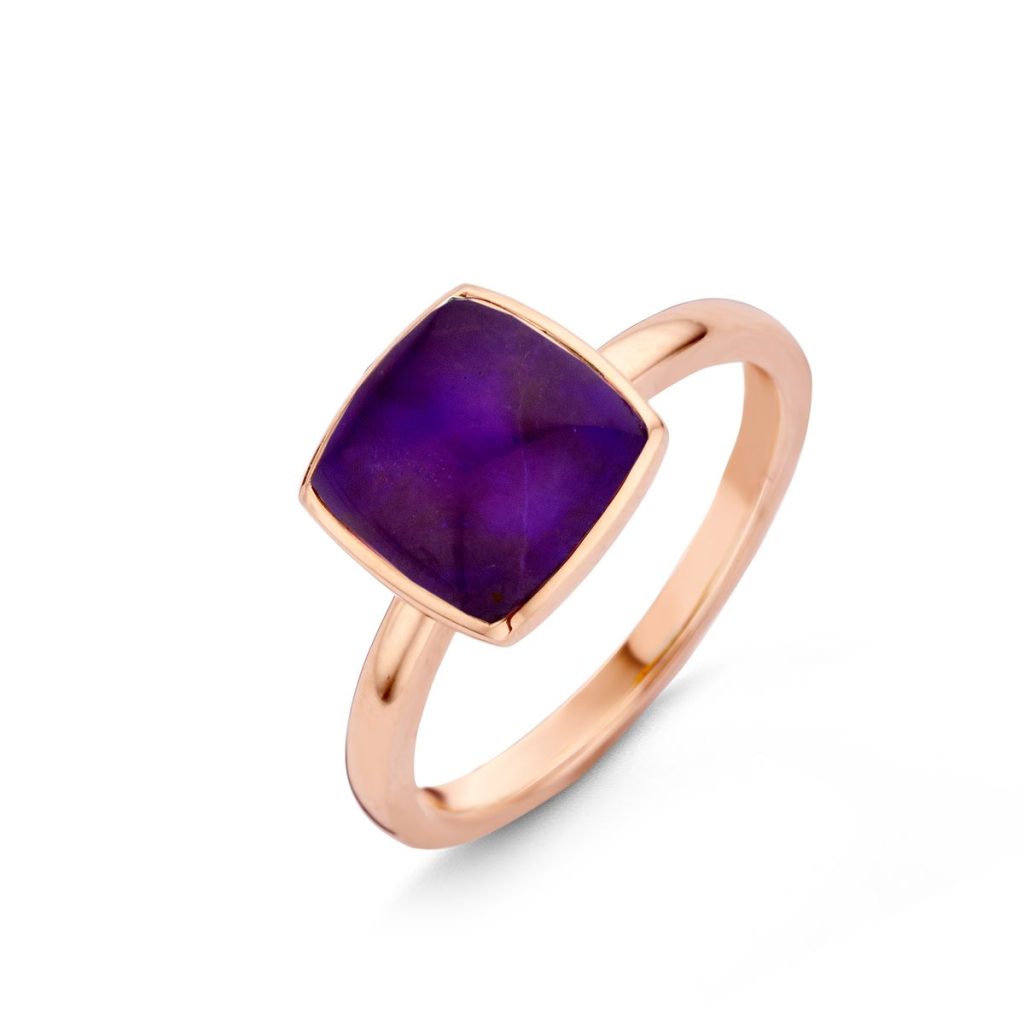 bague pantelleria quartz et sugilite sur nacre, or rose, t 54