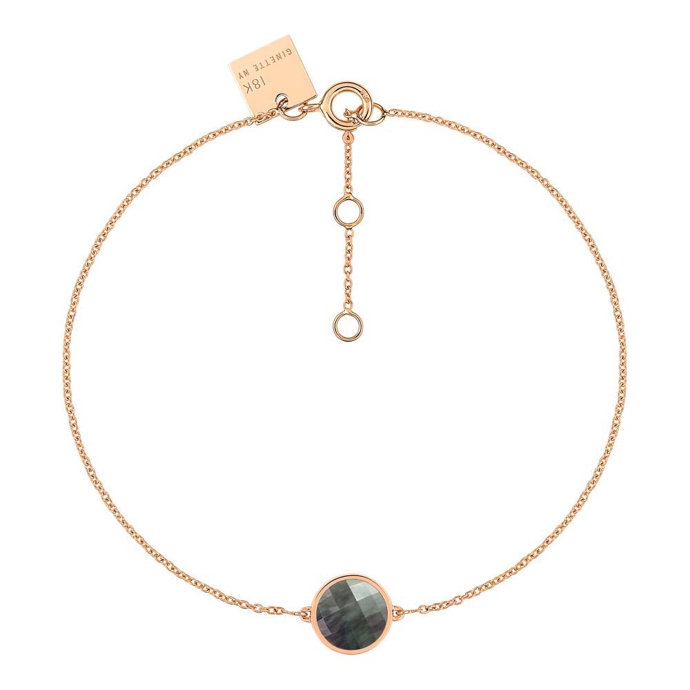 bracelet mini pixie ever nacre noire facettée, or rose