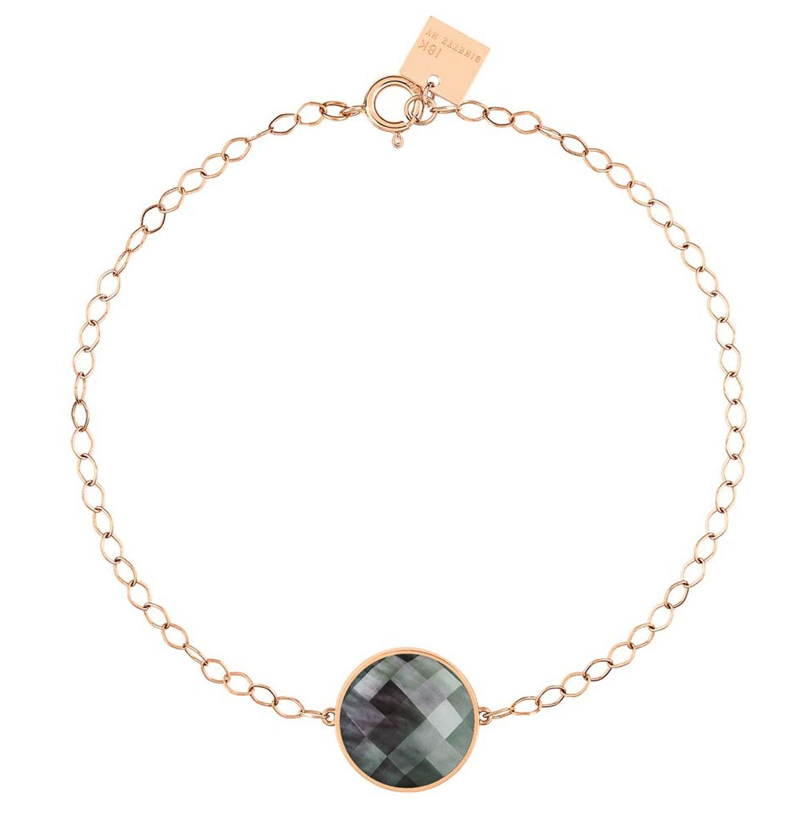bracelet pixie ever nacre noire facettée, or rose