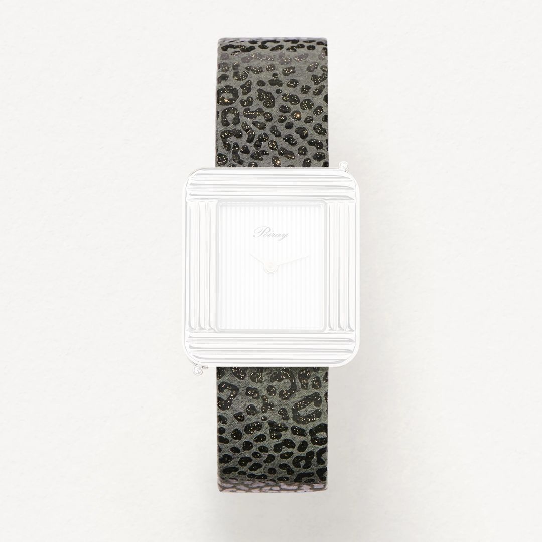 bracelet de montre, cuir façon léopard olive