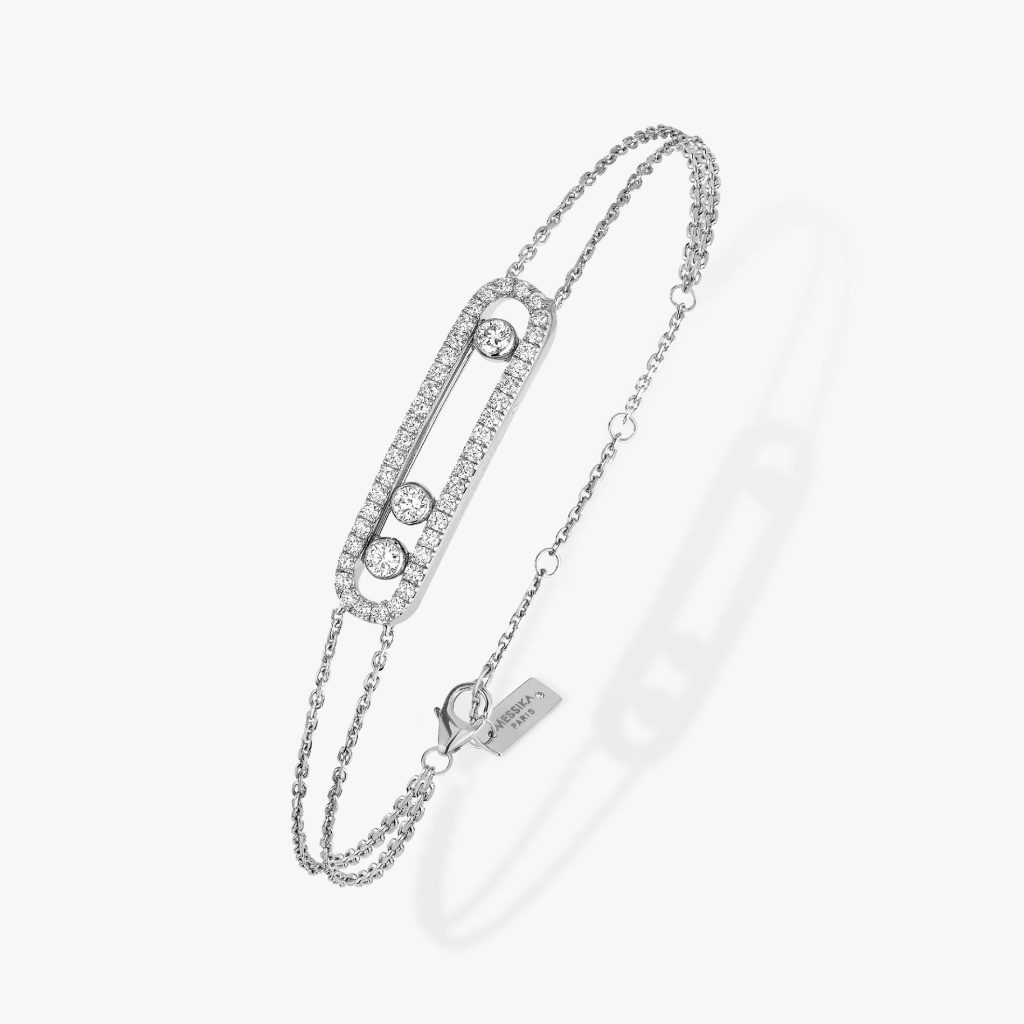 bracelet move classique, pavé diamants, or blanc
