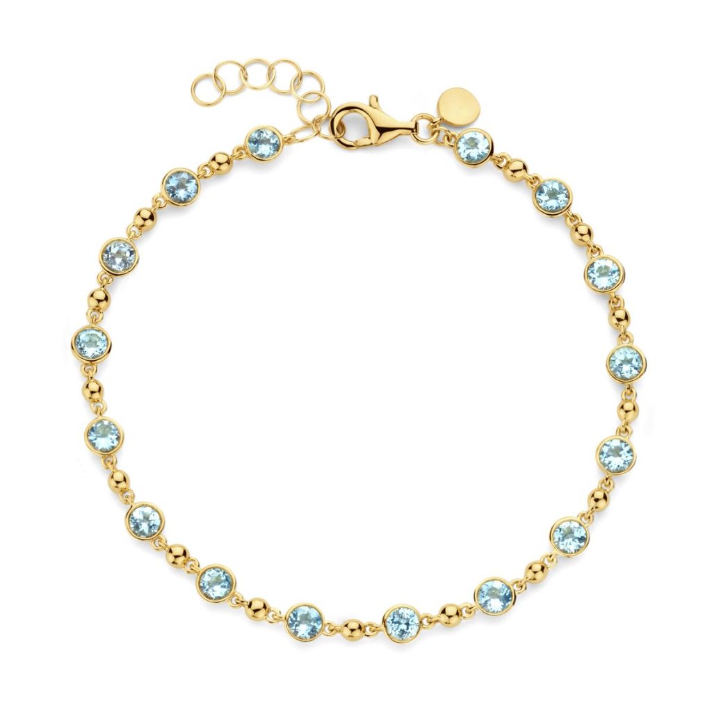 bracelet eolo topazes swiss blue, or jaune