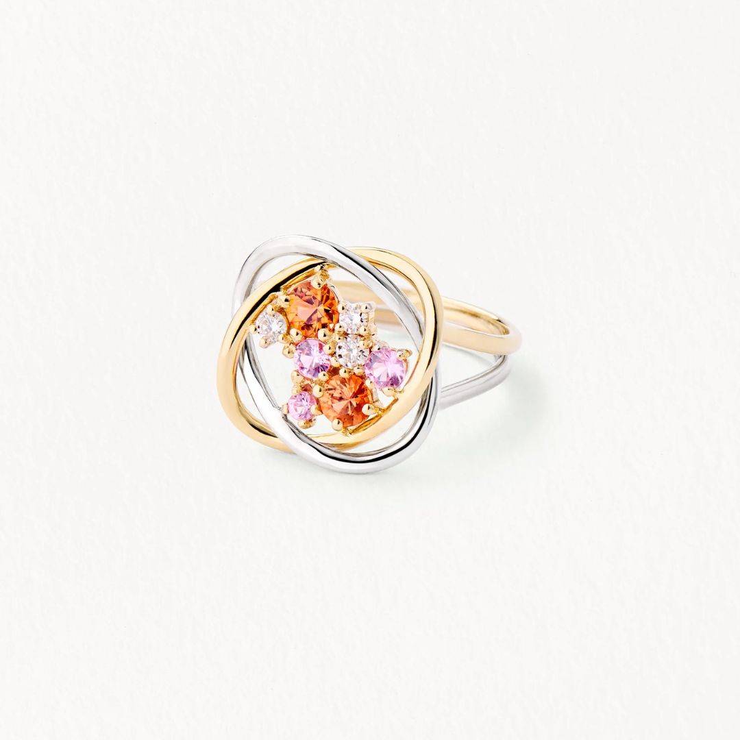 bague tresse précieuse gm, or jaune et or blanc