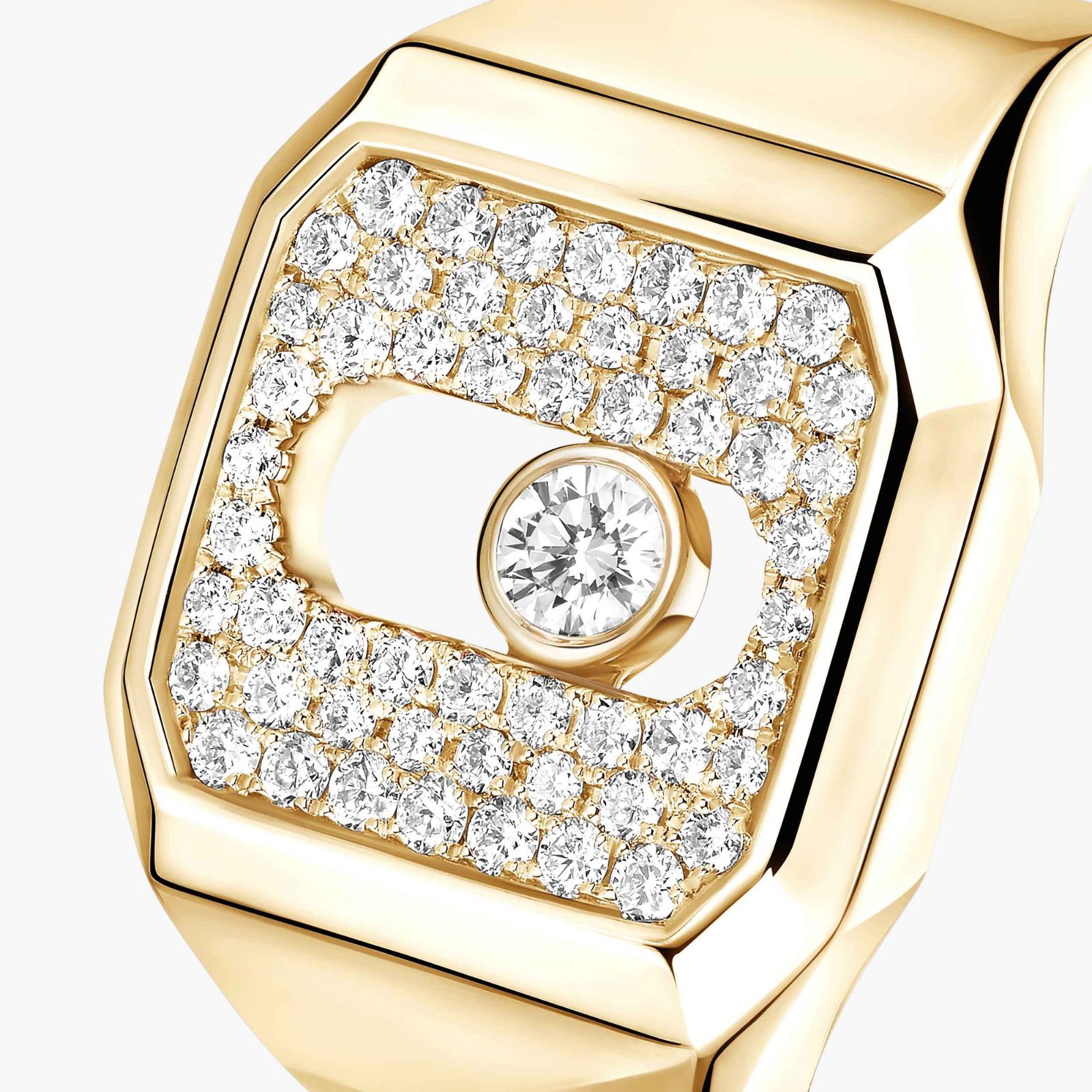 chevalière move joaillerie pavée diamants, or jaune, t 56