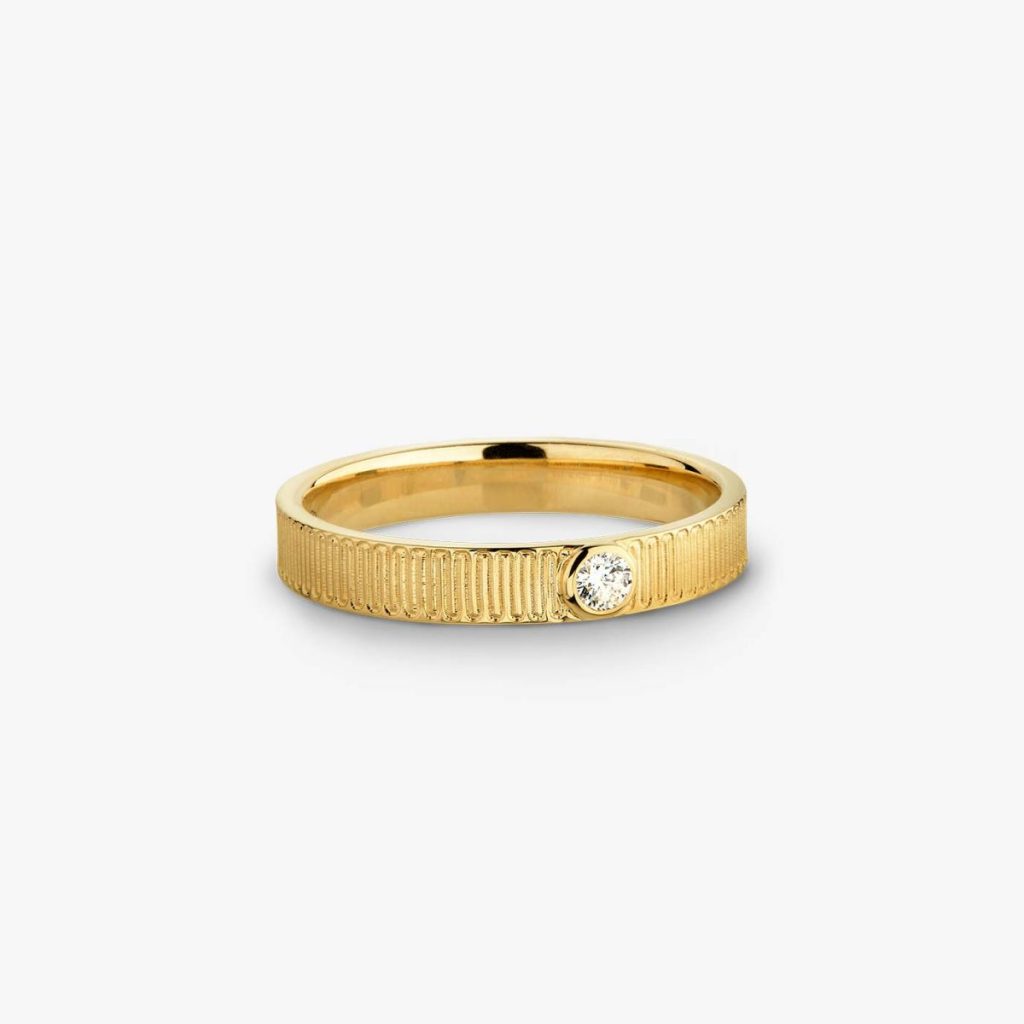 bague solitaire, diamant, or jaune, t 52