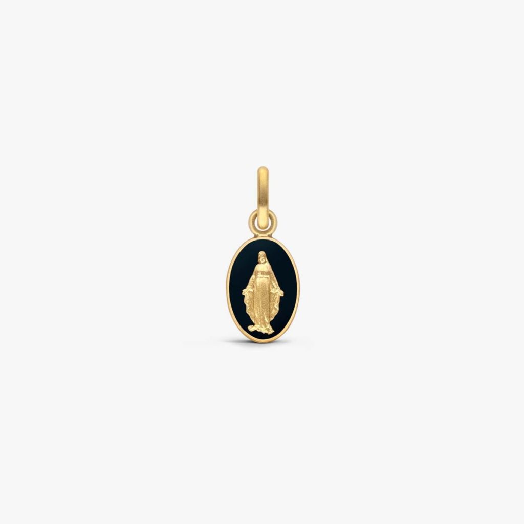 médaille miraculeuse, laque noire, or jaune