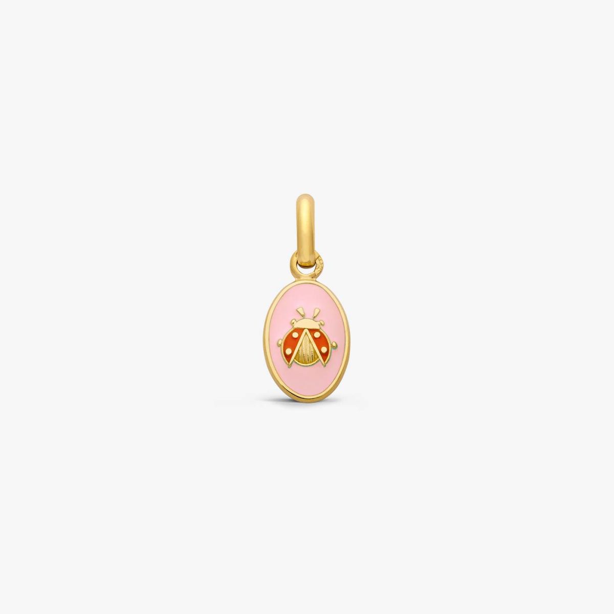 pendentif coccinelle, rose poudré, or jaune