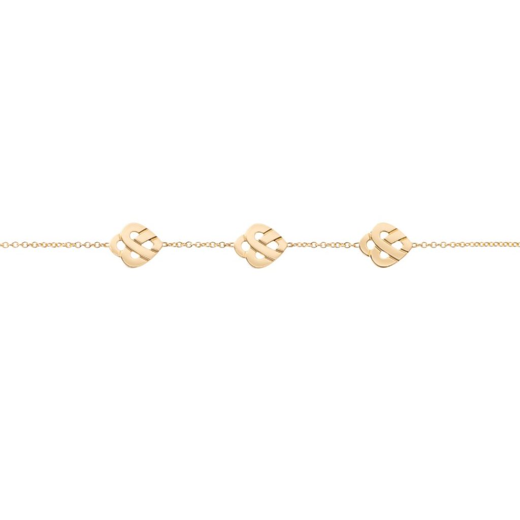 bracelet cœur entrelacé 3 motifs, or jaune