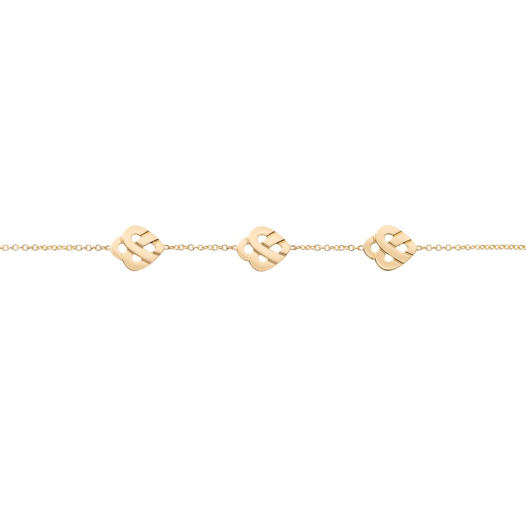 bracelet cœur entrelacé 3 motifs, or jaune