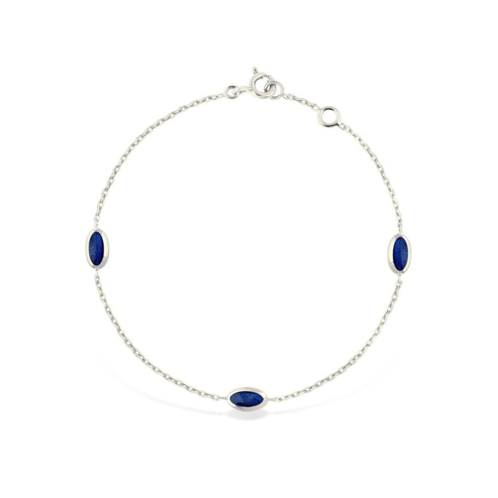 bracelet samba motifs bleu de prusse, or blanc
