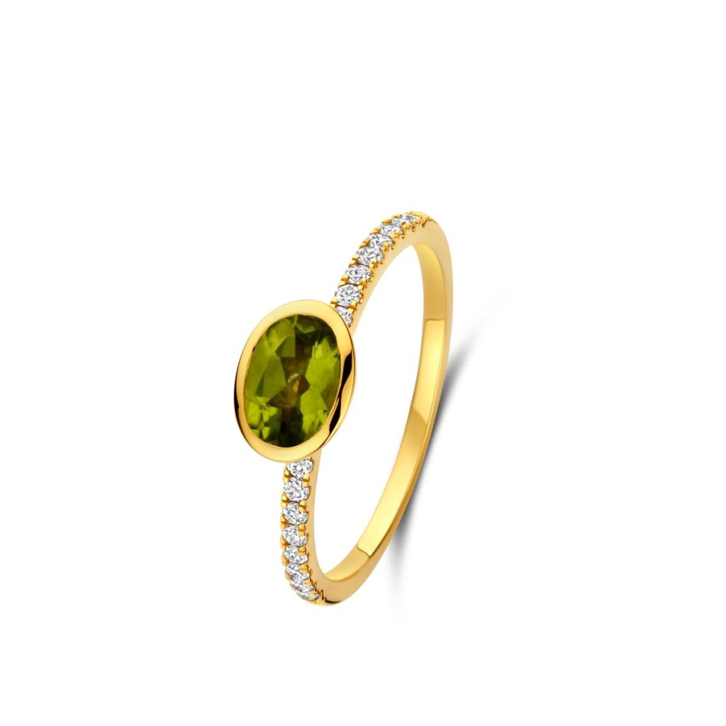 bague etna péridot et diamants, or jaune, t 52