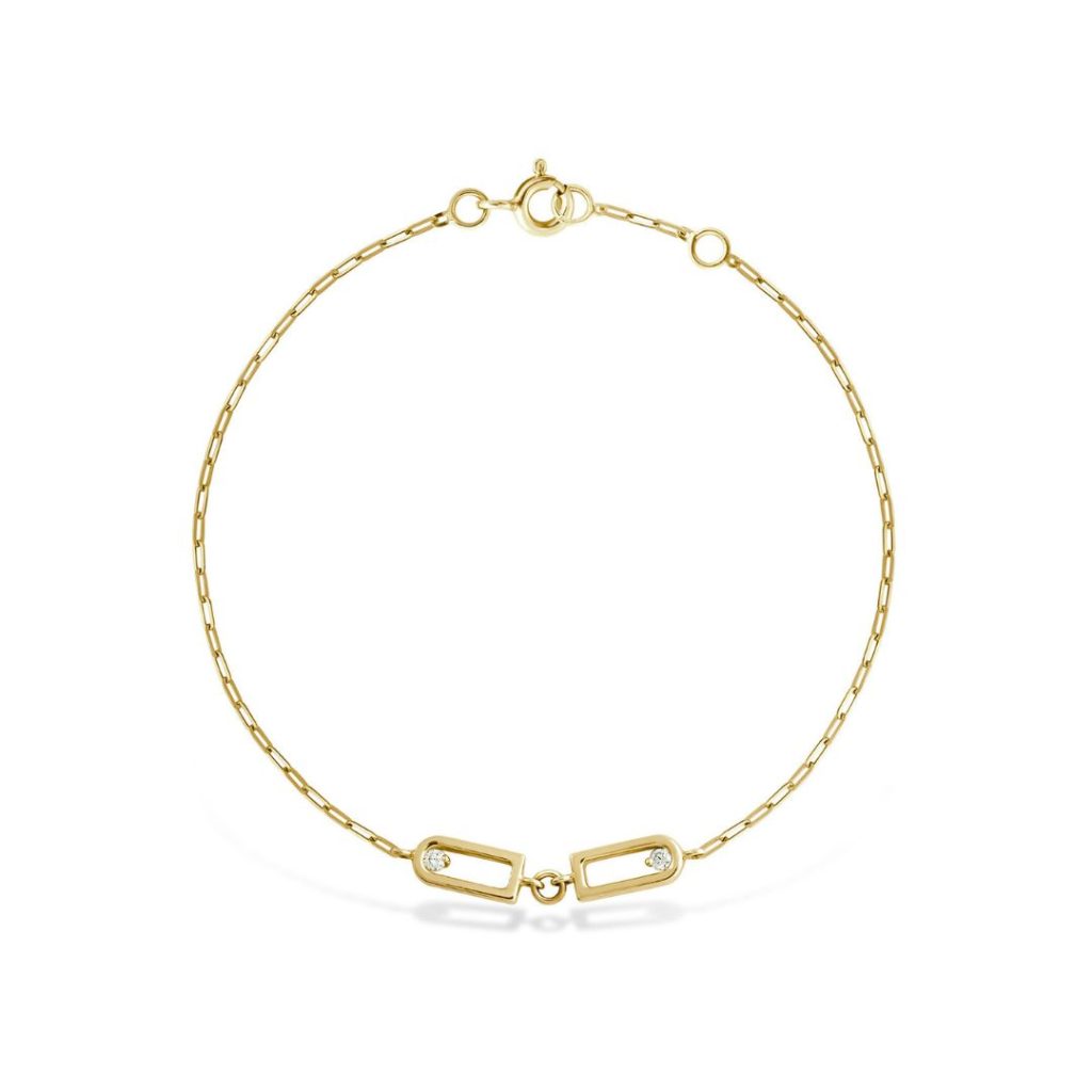 bracelet motifs ovales, diamants, or jaune