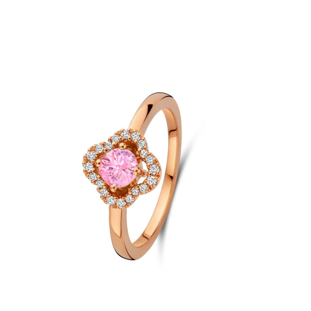 bague salina saphir rose, diamants, or rose, t 52