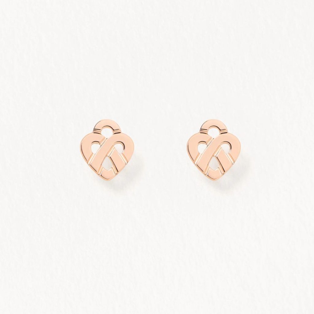 boucles d'oreilles cœur entrelacé, or rose