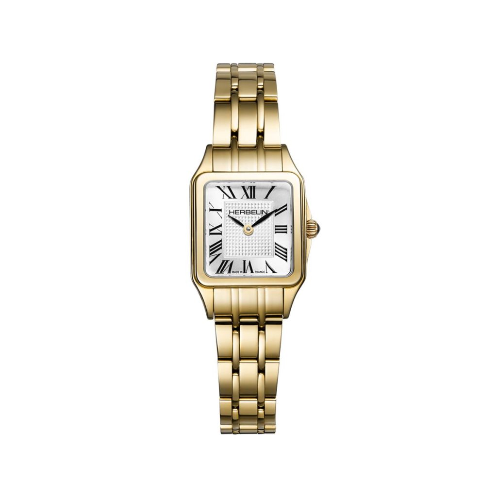 montre mini luna carrée, pvd jaune