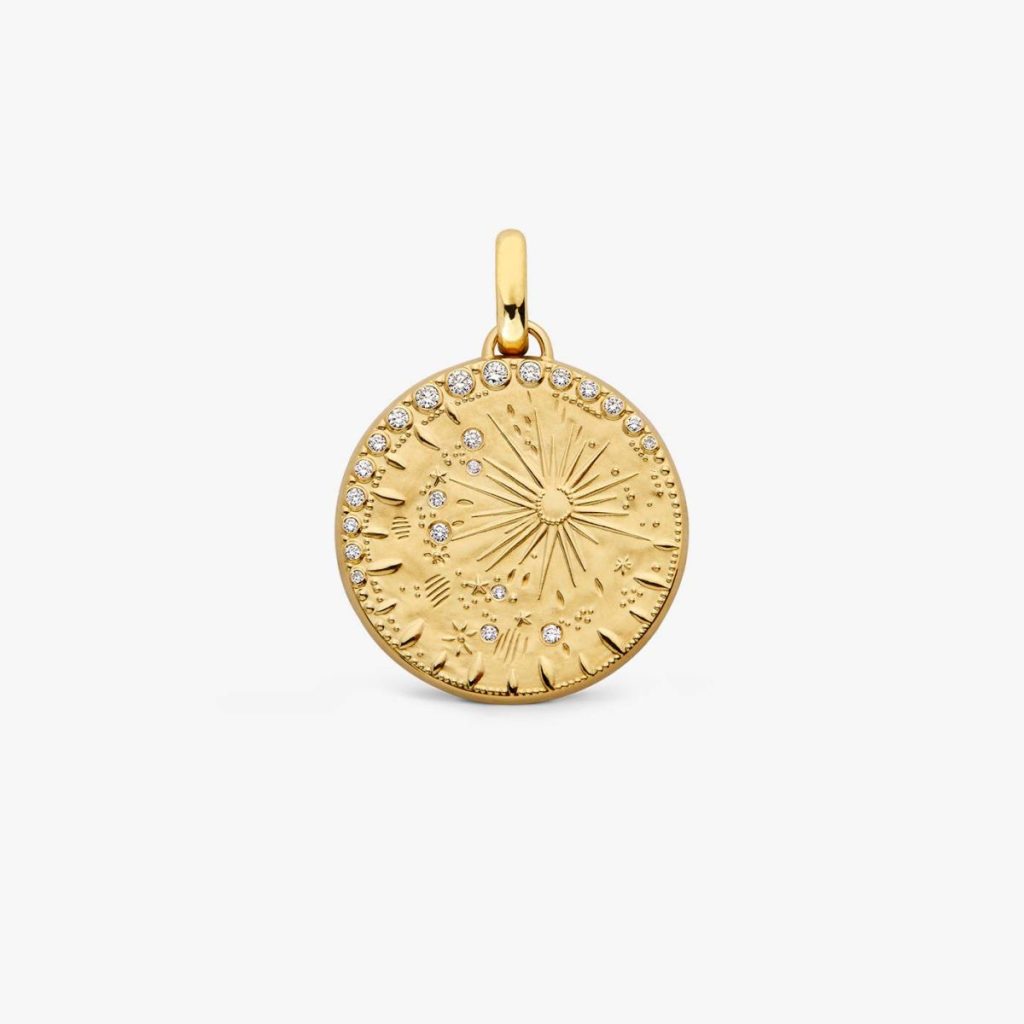 médaille pluie d'étoiles, diamants, or jaune