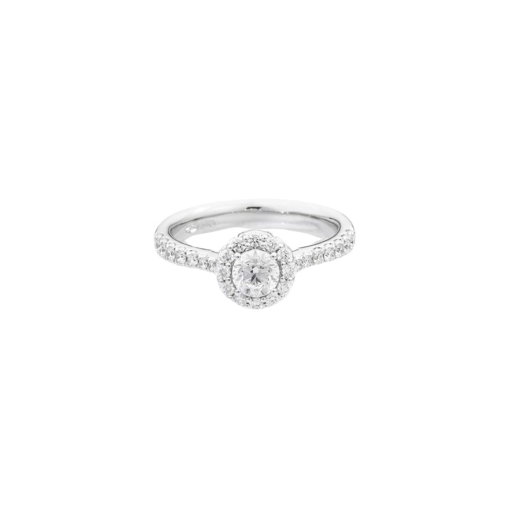 solitaire halo, diamants, or blanc