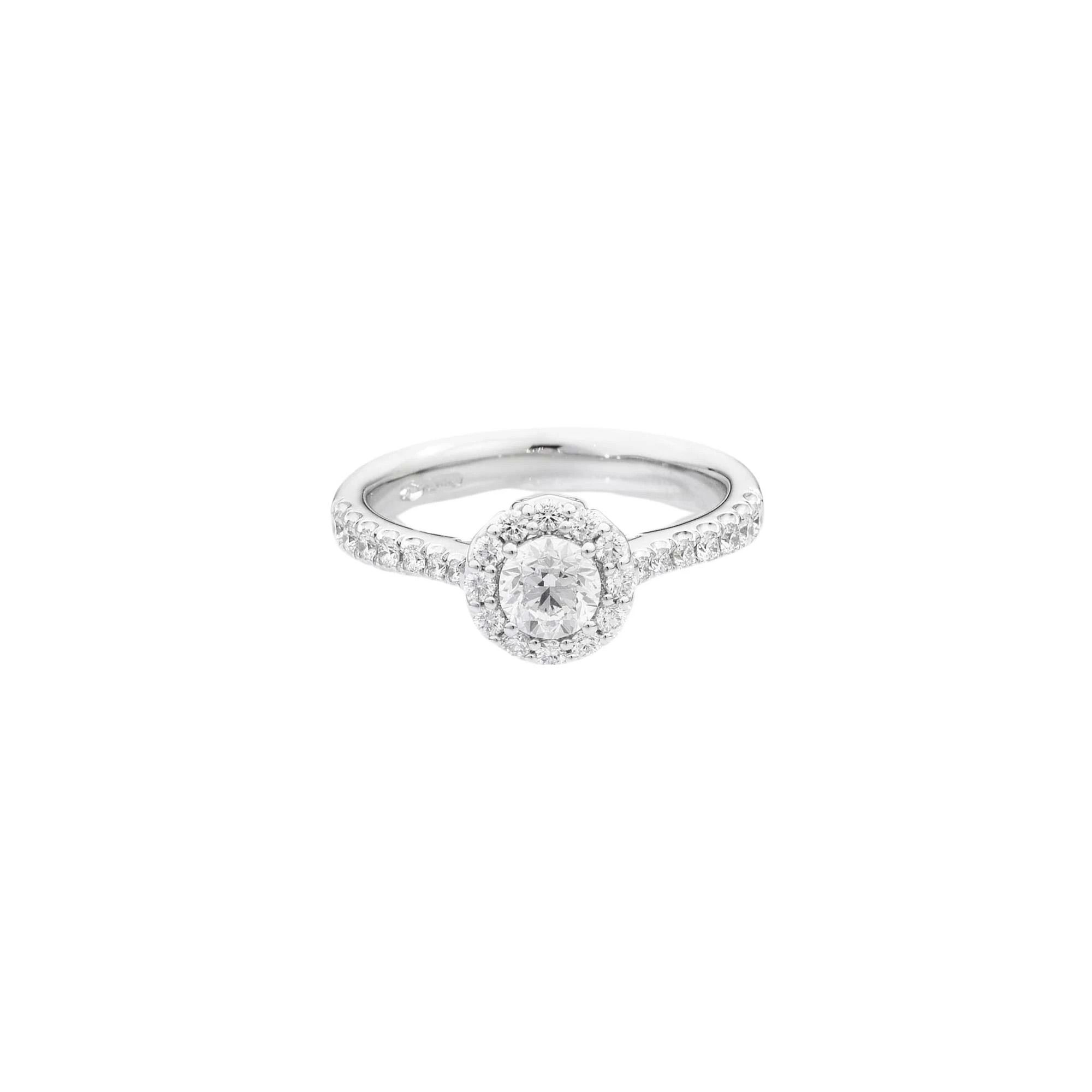solitaire halo, diamants, or blanc