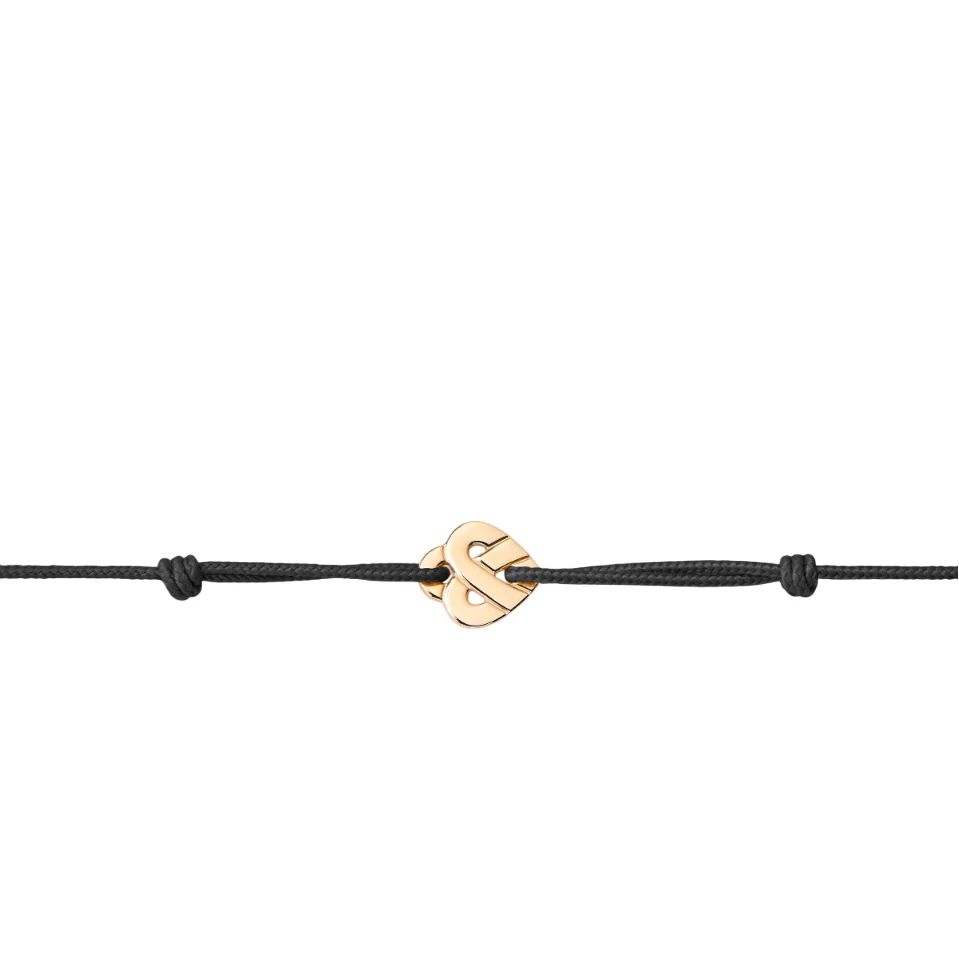bracelet cœur entrelacé mini or jaune, cordon