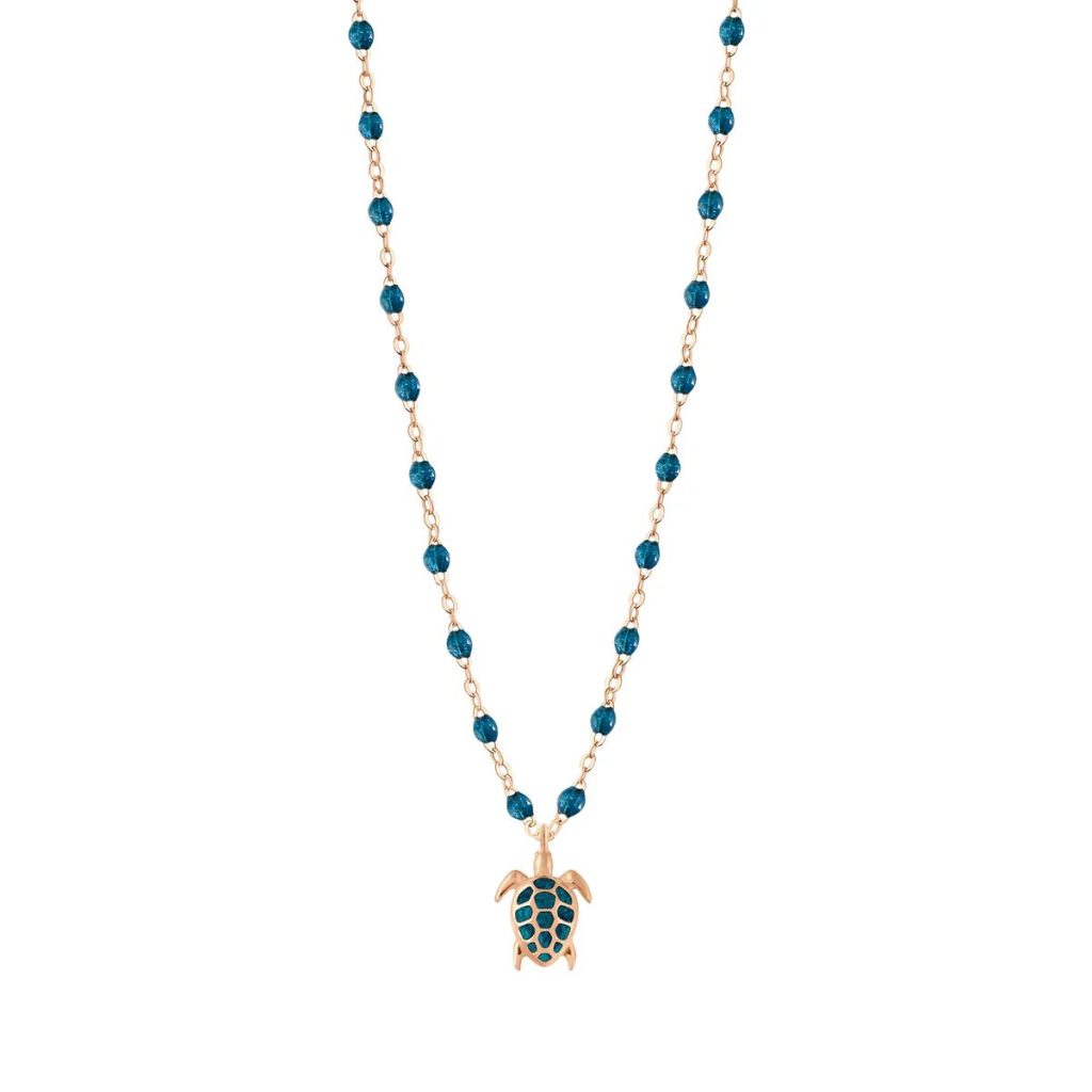 collier jungle tortue, or rose, 42 cm