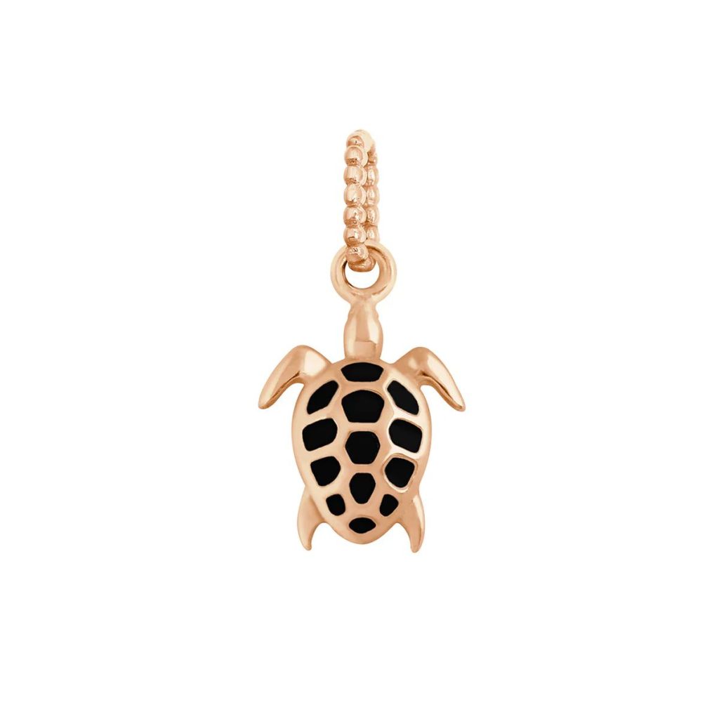 pendentif tortue noire, or rose