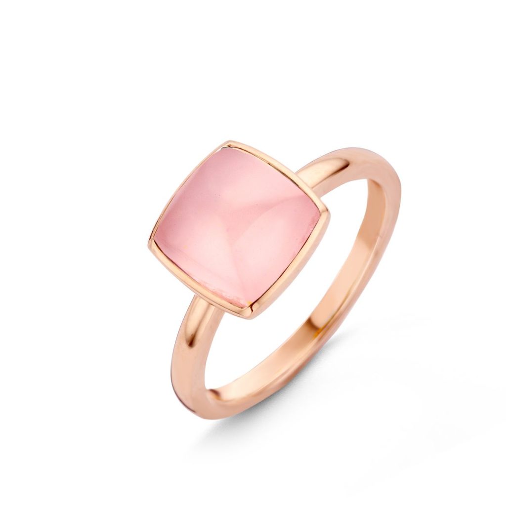 bague pantelleria quartz rose sur nacre, or rose, t 52