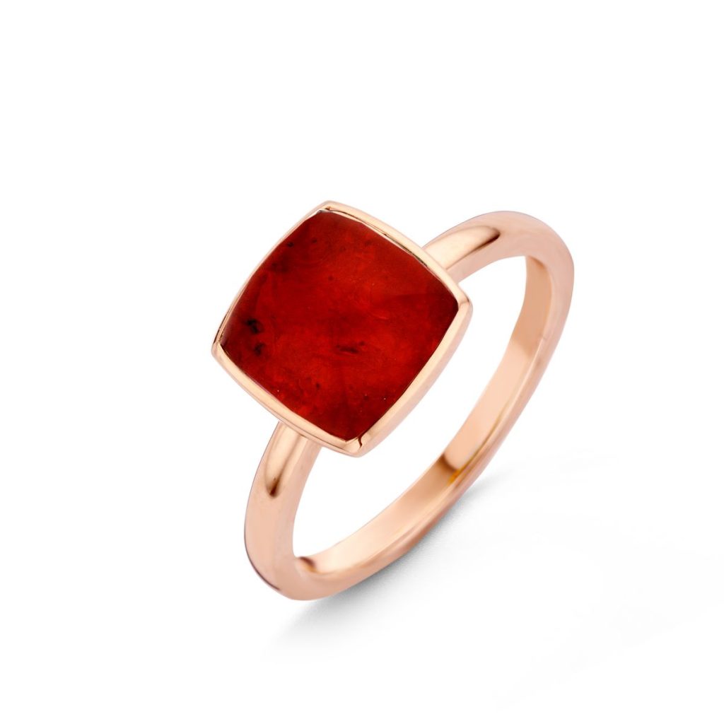bague pantelleria quartz et rubis, or rose, t 53