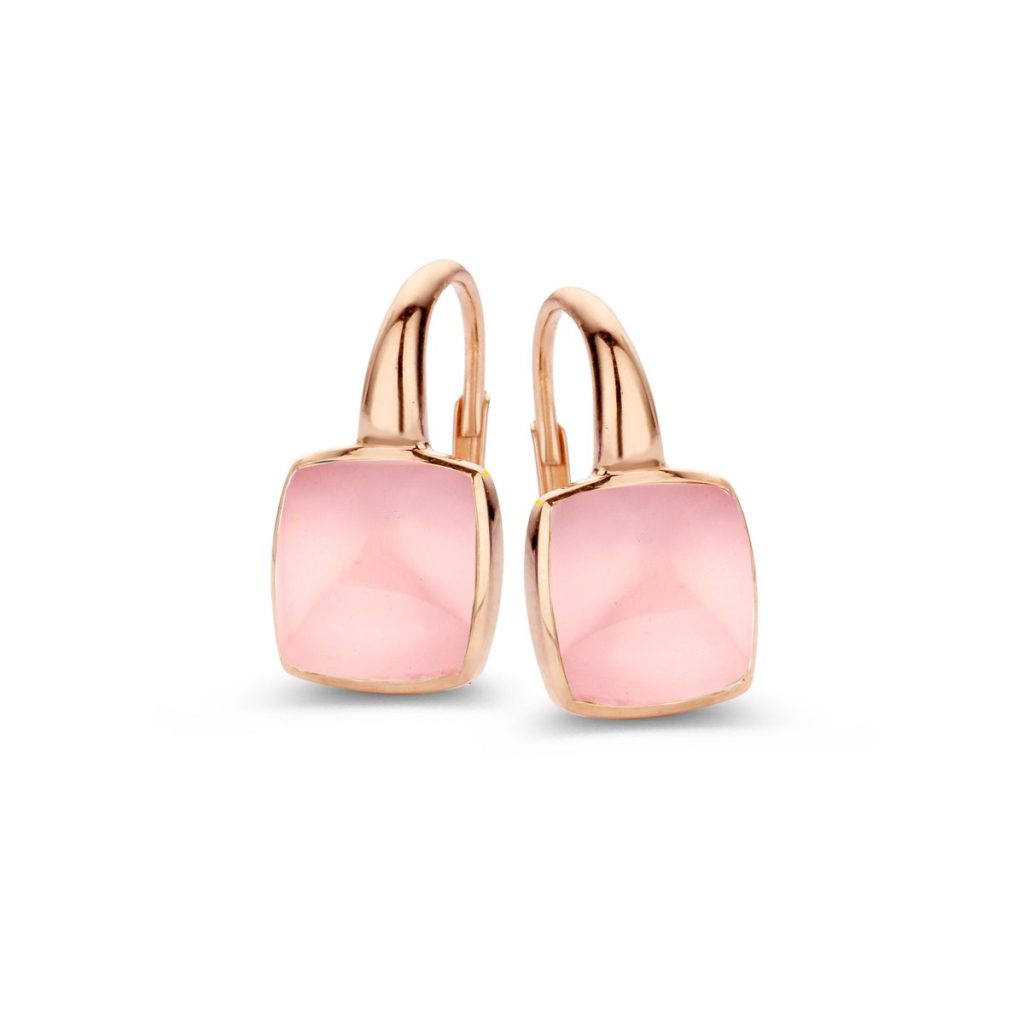 boucles d'oreilles pantelleria, quartz rose et nacre, or rose