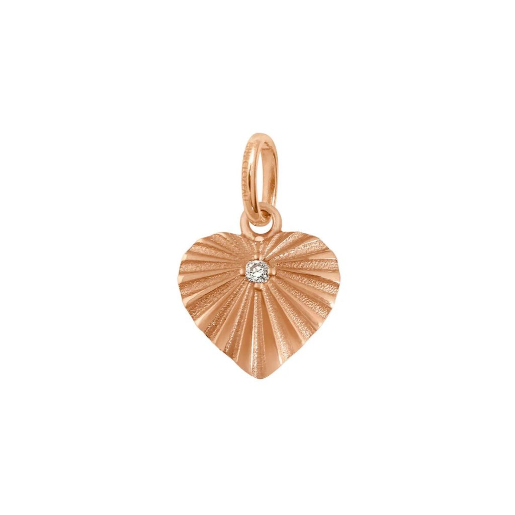pendentif cœur lumière, diamant, or rose