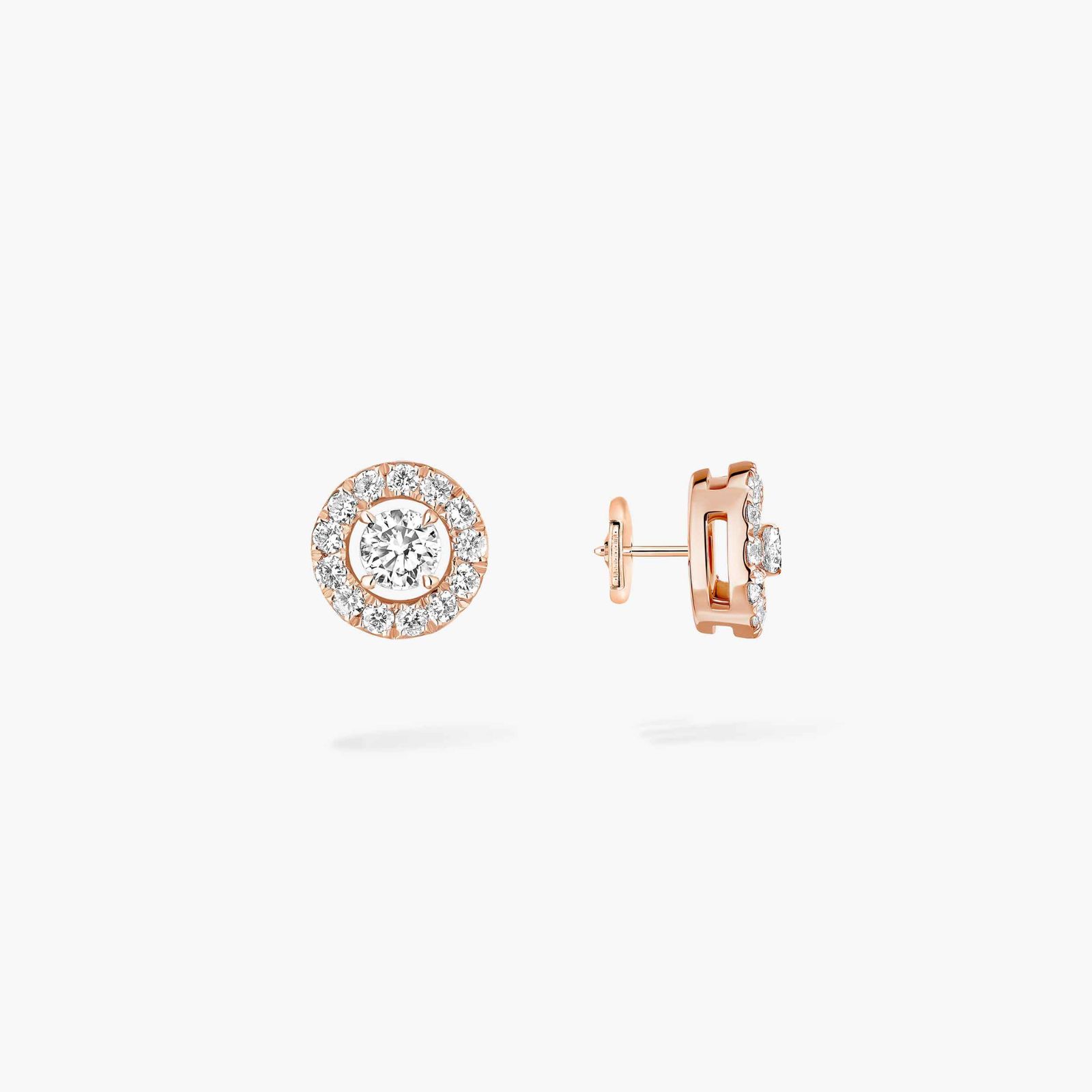 boucles d'oreilles joy xs, diamants ronds, or rose