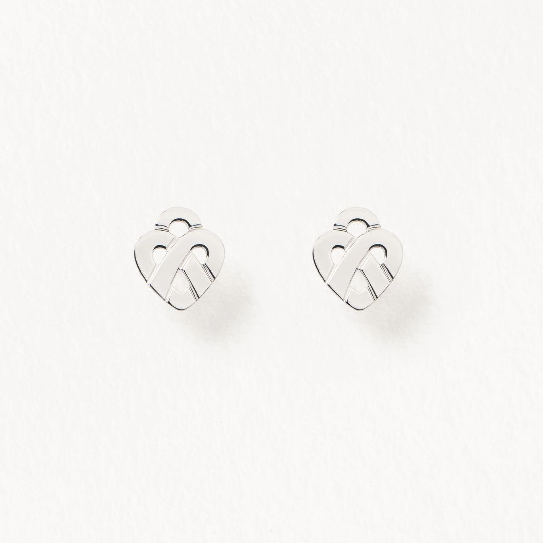 boucles d'oreilles cœur entrelacé, or blanc
