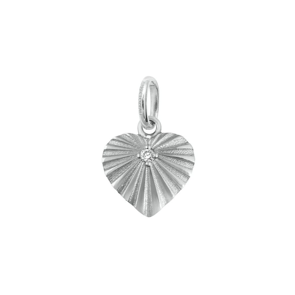 pendentif cœur lumière, diamant, or blanc