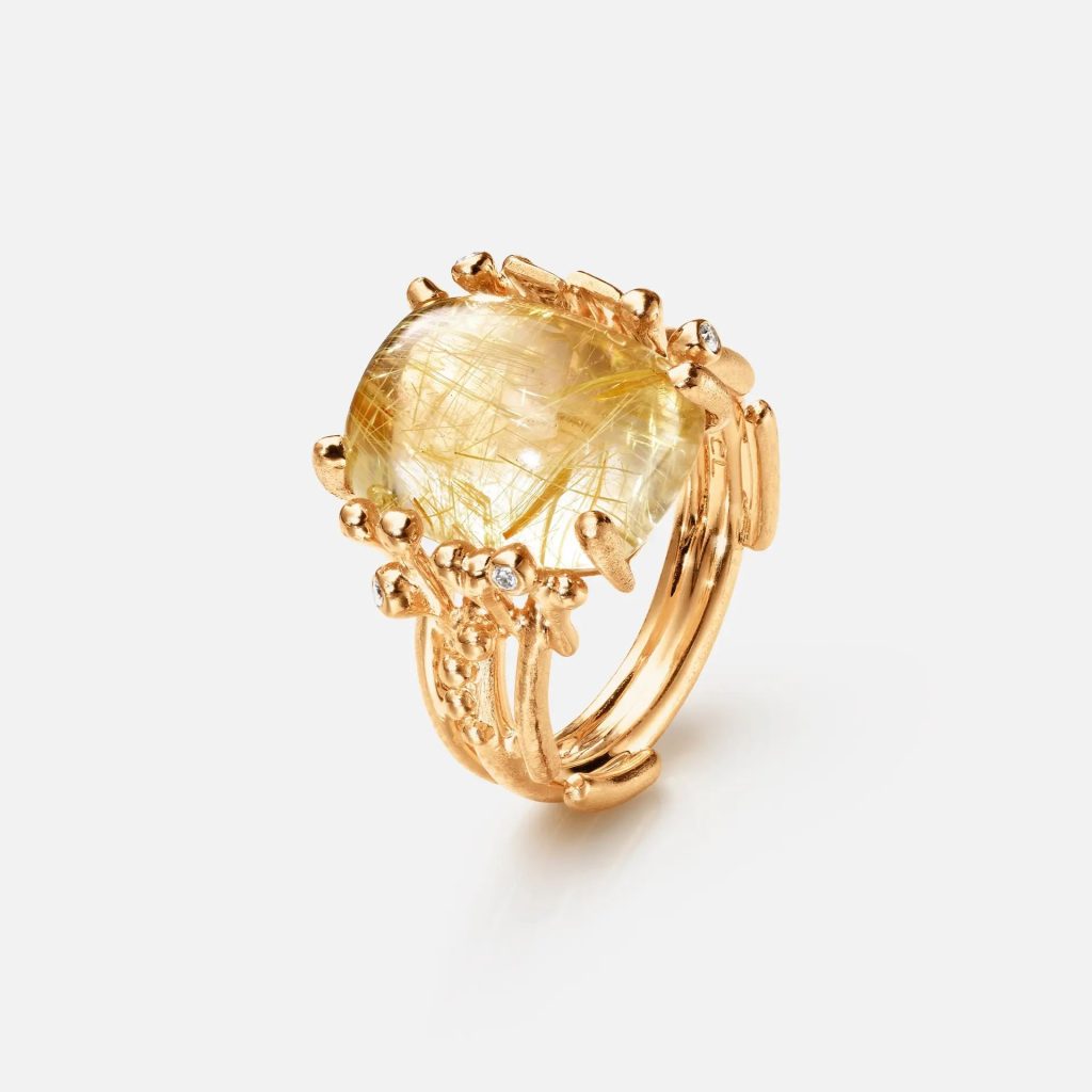 bague boho aigue marine bleue, diamants, or jaune, t 54