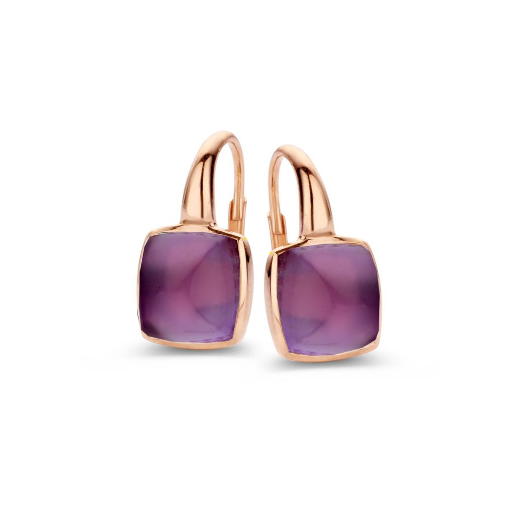 boucles d'oreilles pantelleria, améthyste et nacre, or rose