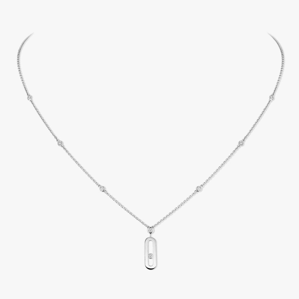collier long move uno, diamants, or blanc