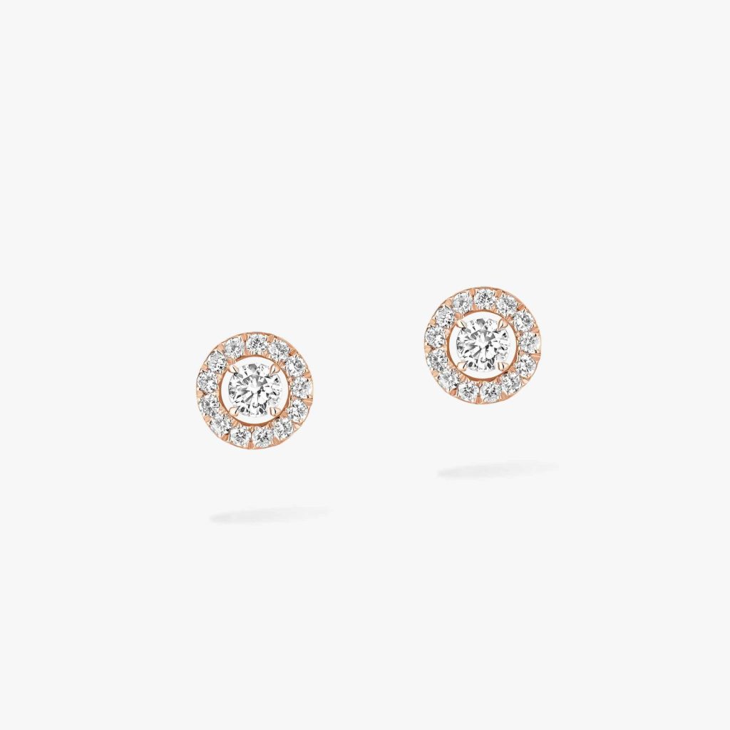 boucles d'oreilles joy xs, diamants ronds, or rose