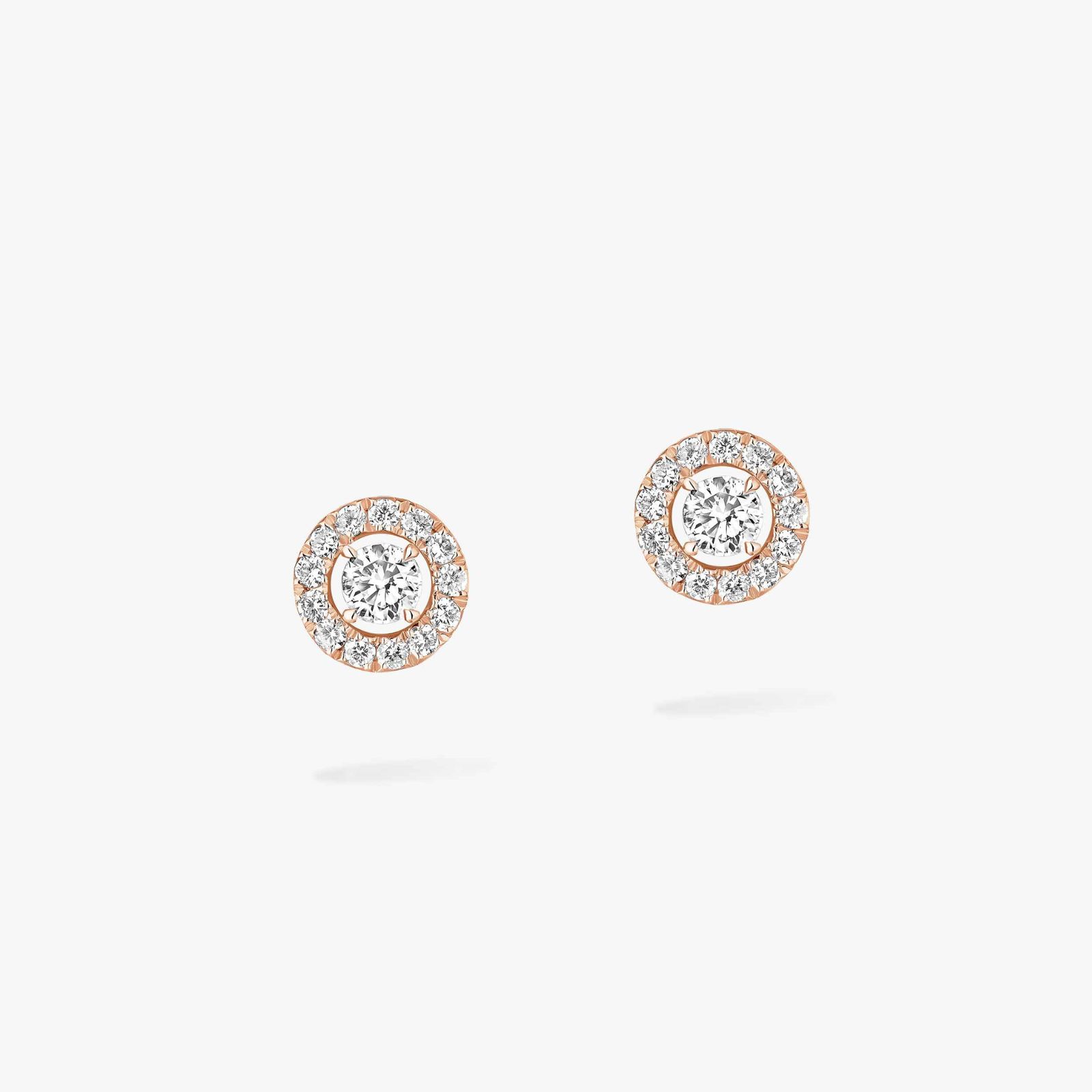 boucles d'oreilles joy xs, diamants ronds, or rose