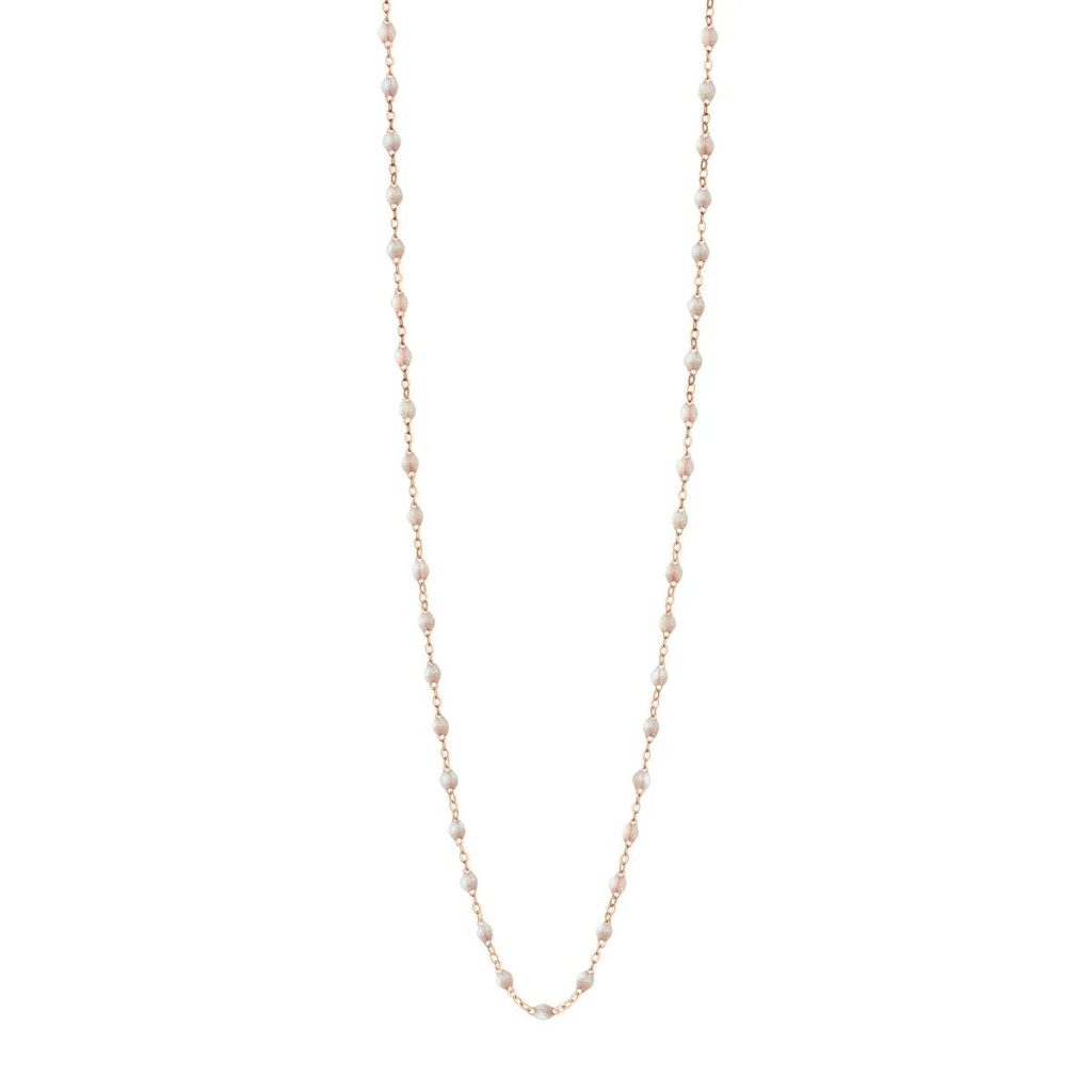 sautoir résine opale, or rose, 60 cm