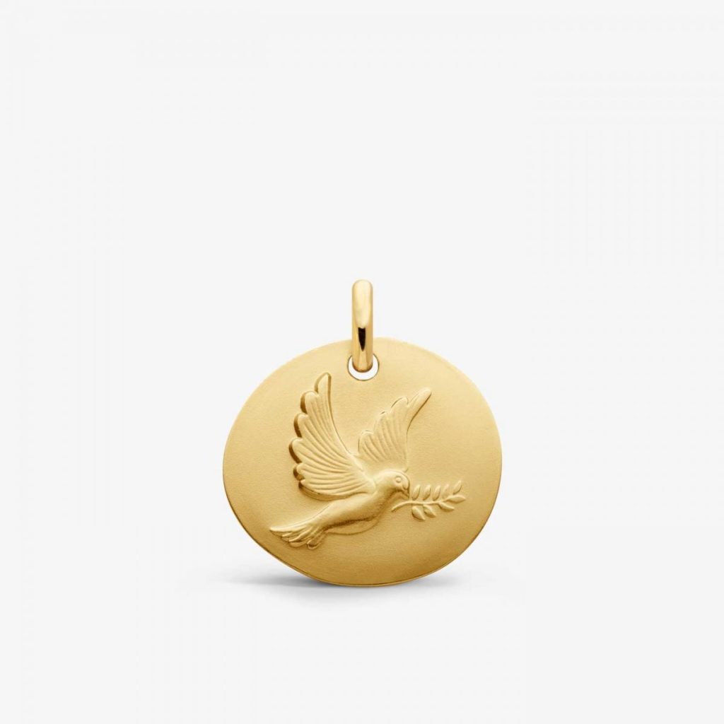 médaille colombe, or jaune
