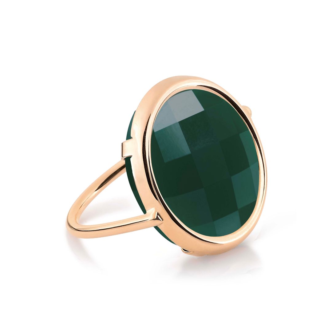bague disc ring pixie, agate verte, or rose