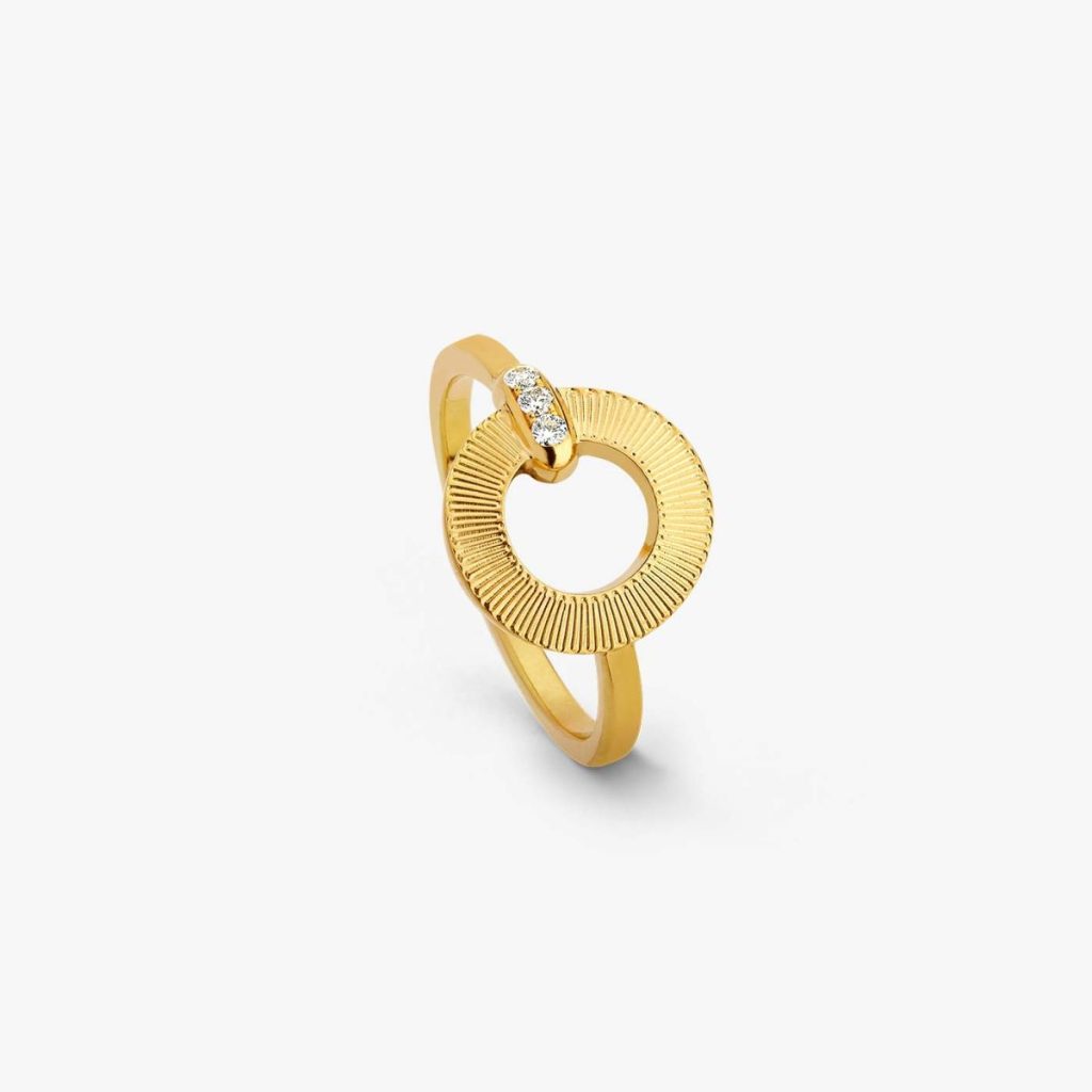 bague ronde ruban, diamants, or jaune, t 56
