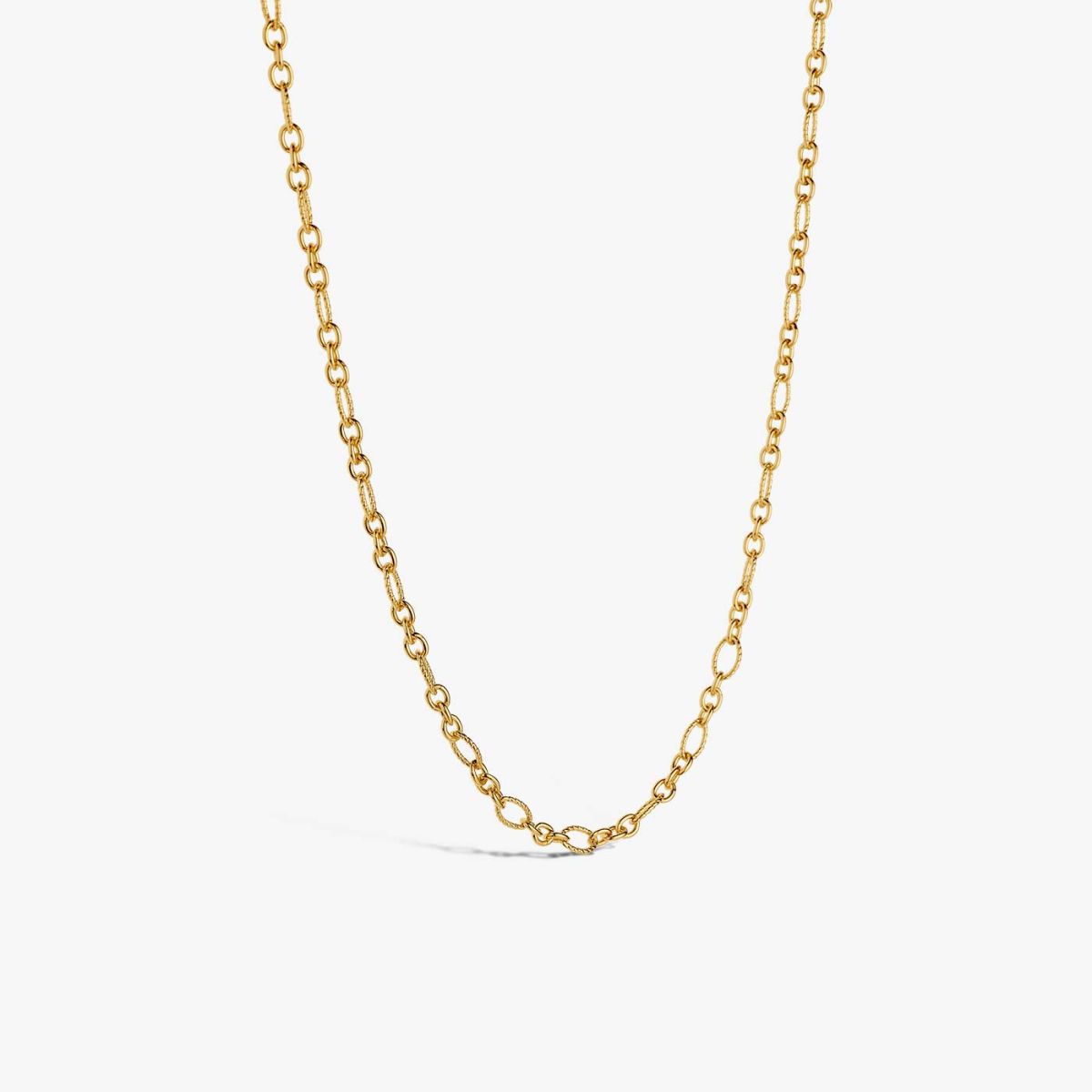 chaîne ovale striée 80cm, vermeil