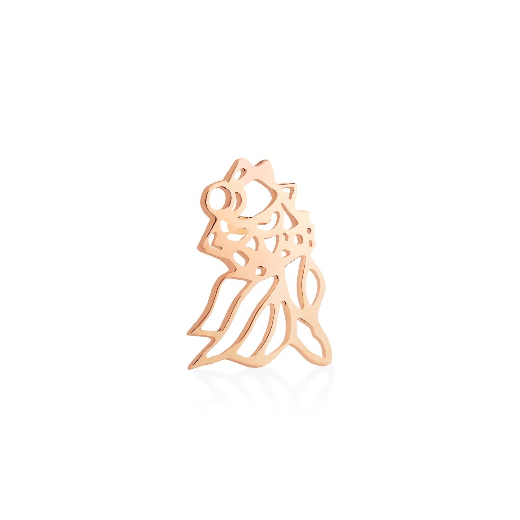 mono boucle d'oreille goldfish, or rose