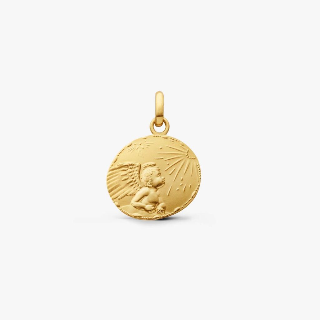 médaille galet ange espoir, or jaune