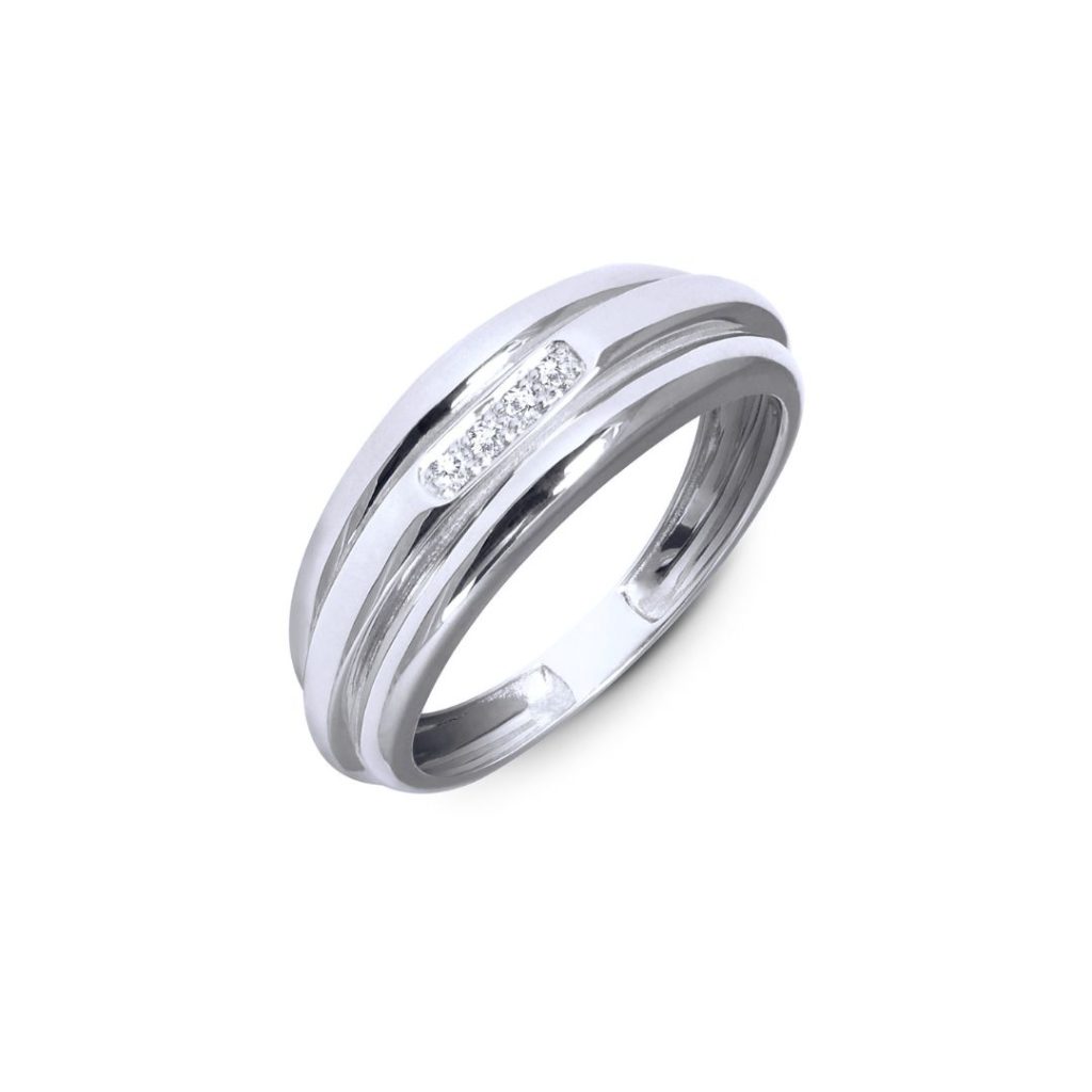 bague 3 anneaux, diamants, or blanc, t 54