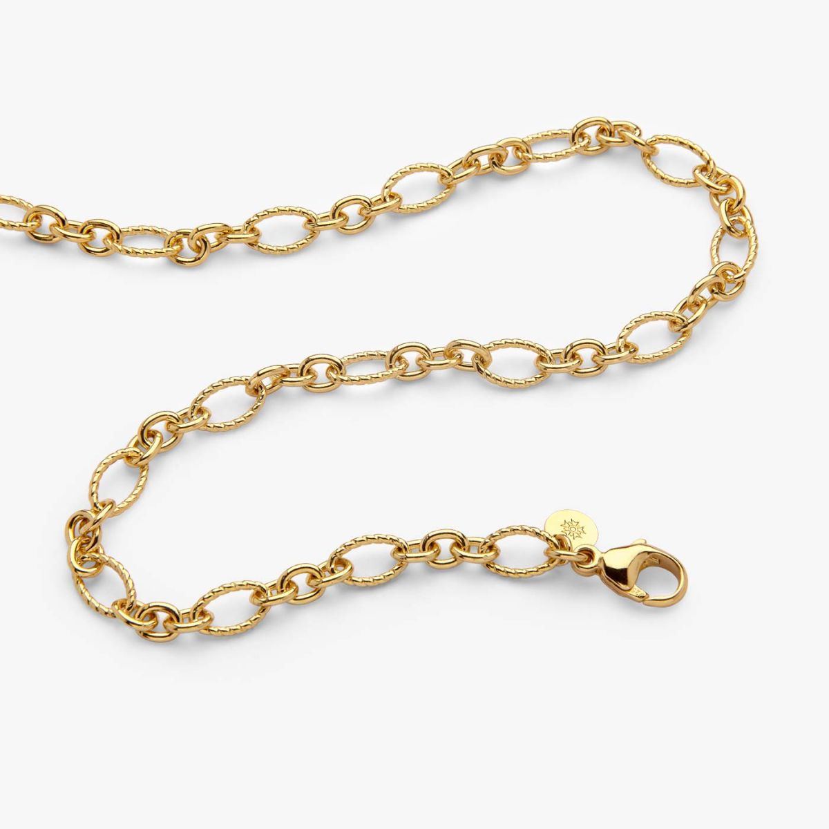 chaîne ovale striée 80cm, vermeil
