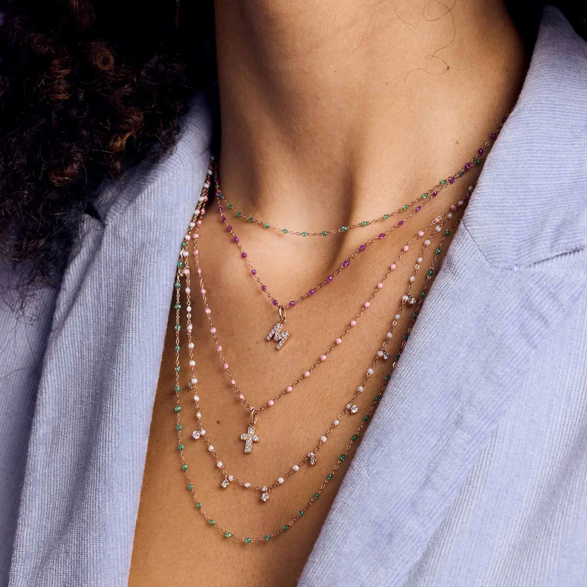 collier menthe classique gigi, or rose, 42 cm