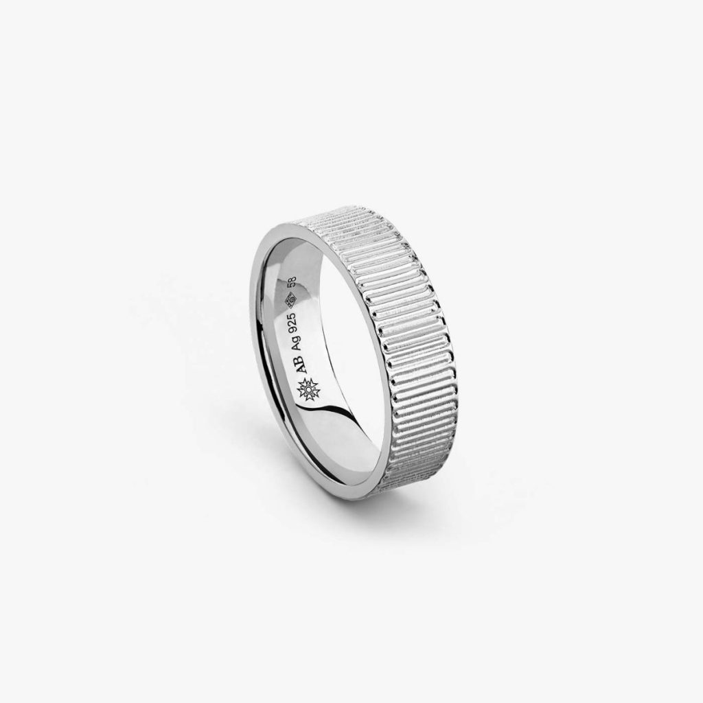 bague ruban 6mm, argent, t 64