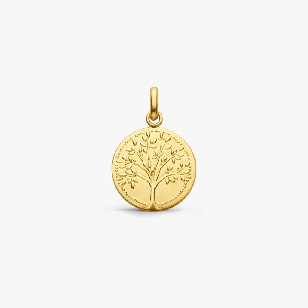 médaille arbre de vie empreinte, 16 mm, or jaune