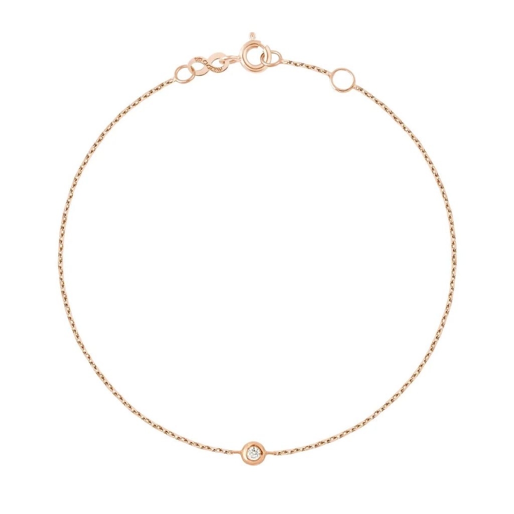 bracelet pure gigi dot, or rose, diamant, 17 cm